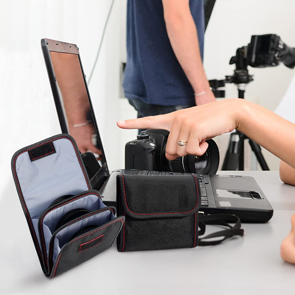 1PCS Camera Lens Filter Carry Case Professional Photography Filter Holder Belt Bag Pouch Water-Resistant and Dustproof Design for 25mm-82mm Filters Filter Case 