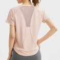 thumbnail image 4 of OSOLU Solid Color Women Casual Loose Mesh Stitching T-Shirt Short Sleeve Tshirts Tee Fashion Sports T-Shirt Tee Tops Stylish Dailywear, 4 of 6