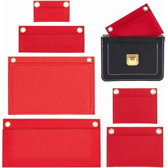 6 Sizes Purse Conversion Organizer Insert Felt Handbag Organizer Inner Pocket Wallet Clutch Bag Conversion Kit with Eyelet Pochette Bag in Bag Accessory Red