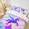 thumbnail image 3 of Erosebridal Cute Unicorn Silhouette Duvet Cover Set，Girls Unicorn With Wings Print Bedding Full For Kids Girls,Reversible 3-Piece,No Comforter, 3 of 6