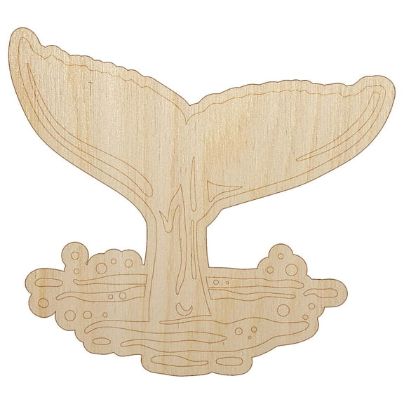Whale Tail Wood Shape Unfinished Piece Cutout Craft DIY Projects - 4.70 Inch Size - 1/8 Inch Thick