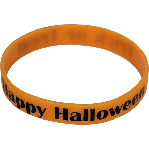 Happy Halloween Trick or Treat Kids Silicone Rubber Sport Wristband Bracelet Orange