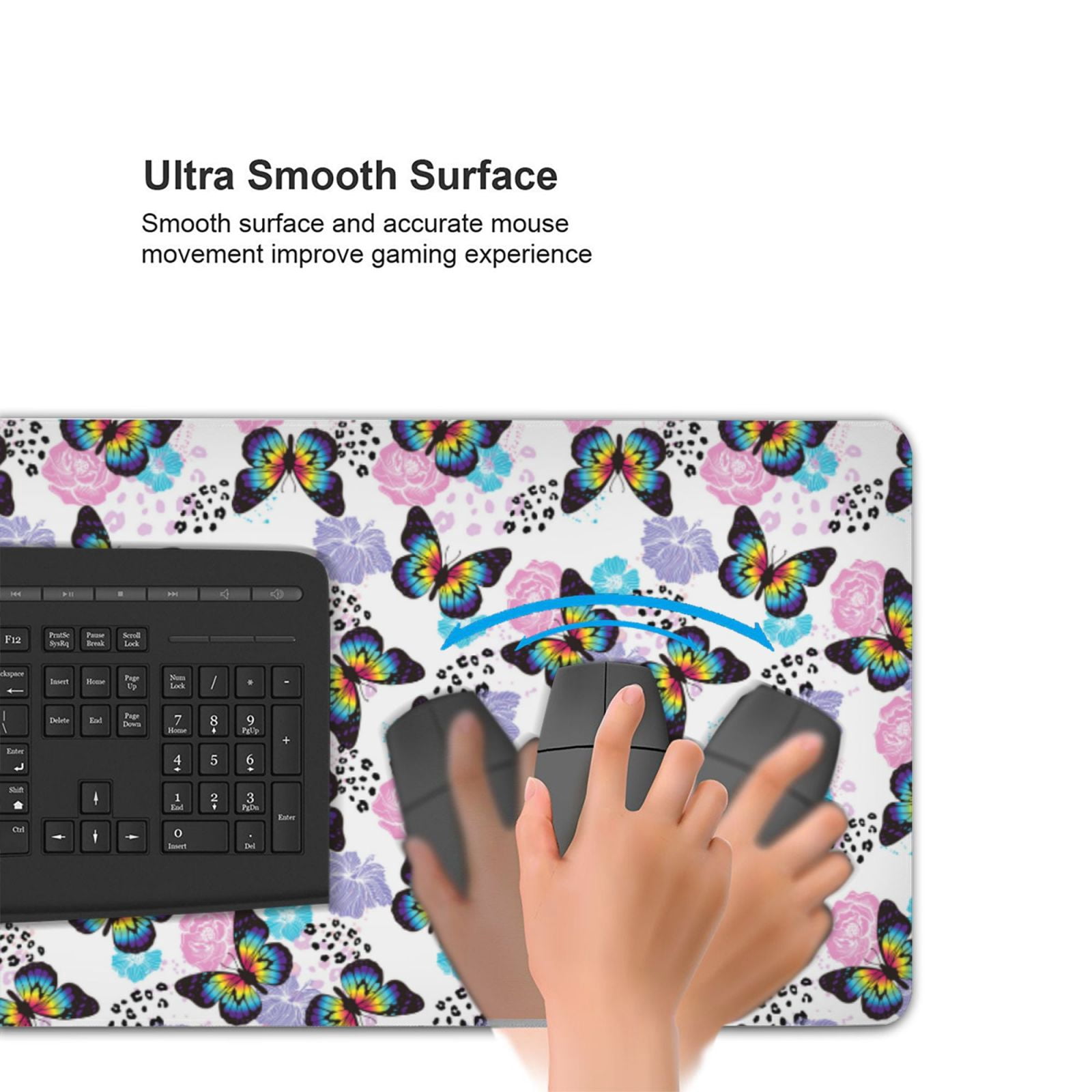 Xecao Bright Butterflies1 Print Large Mouse Pad, 16x35.5in Mousepad, Professional Non-Slip Rubber Base Big Mouse Pad, Mouse Pad for Gaming & Office Full Desk Mouse Pad