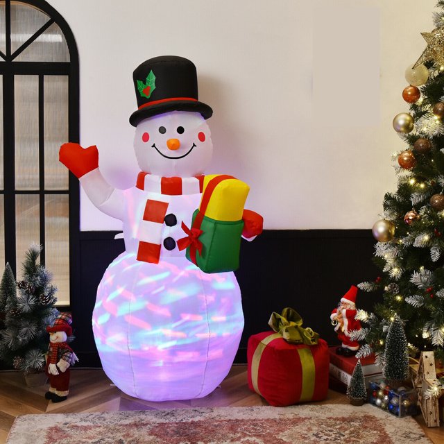Gymax 5ft Inflatable Christmas Snowman Indoor Outdoor Blow Up Decor w/ LED Light