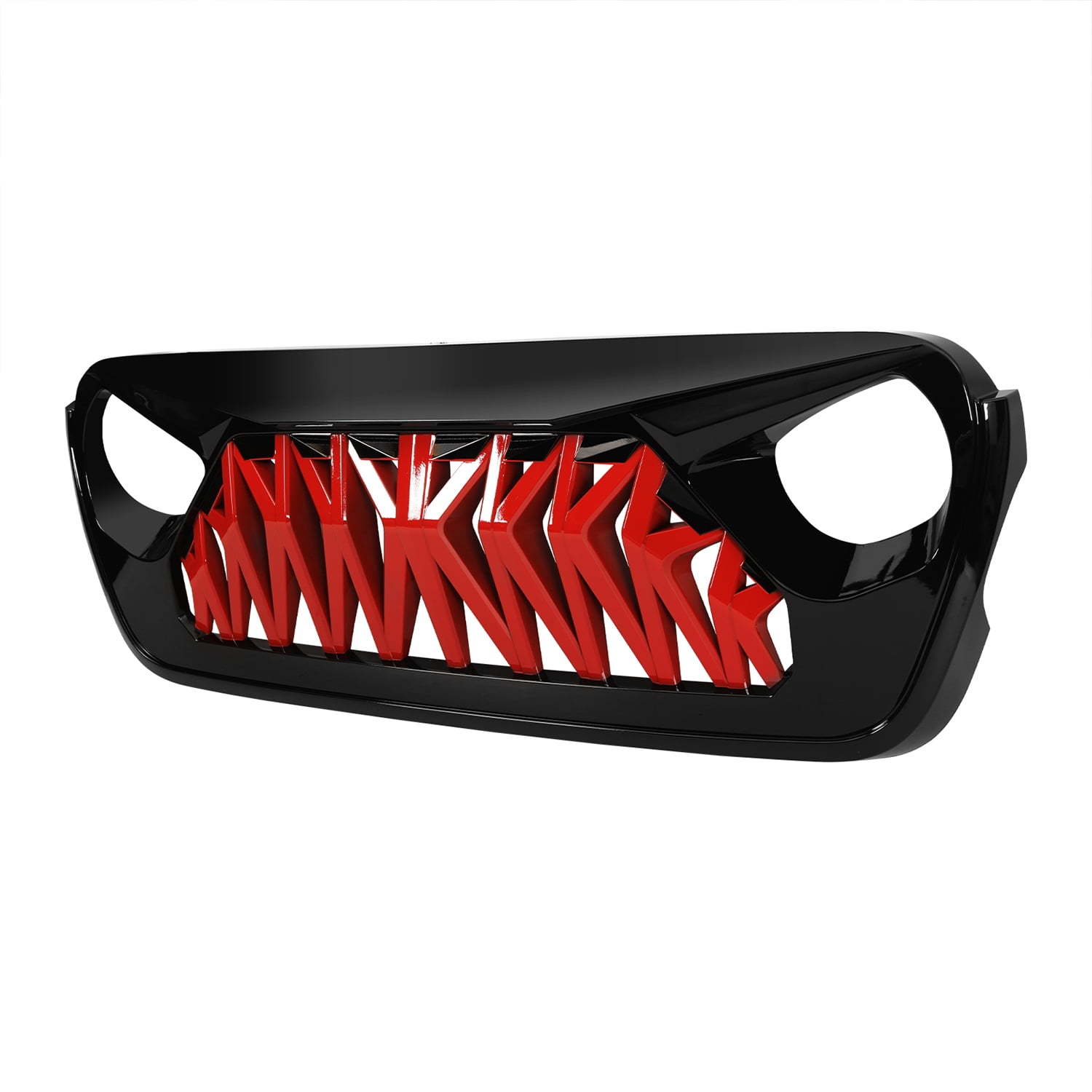 AMERICAN MODIFIED Glossy Black & Red Front Shark Grille for 2018+ Jeep Wrangler JL Gladiator JT