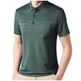 thumbnail image 1 of Blusa y camisa de manga larga con cuello vuelto para hombre, estilo casual, color liso, cuello redondo, botones, corta, de poliéster y algodón., 1 of 3