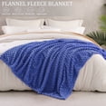 thumbnail image 3 of Exclusivo Mezcla Large Soft Fleece Throw Blanket, 50"x70" Stylish Jacquard Throw Blanket for Couch, Cozy, Warm, Lightweight Cobalt Blue Blanket, 3 of 10