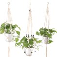 thumbnail image 5 of 3 macetas de macramé colgantes con cuerda anudada para balcón, patio, jardín, decoración, 5 of 5