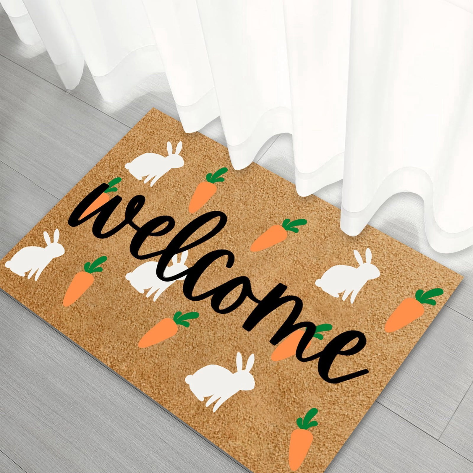 YWIYIUD 2PCS Easter Welcome Doormat for Outdoor Entrance Mats Holiday Mats Welcome Door Mats Polyester Door Mats Doormat Home Decoration 16x24inch