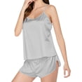 thumbnail image 5 of LIZUOJUN Satin Pajamas For Women Set 2 Piece Camisole Tops Sleepwear V Neck Sleeveless Summer Shorts Soft Breathable Smooth Cozy Loungewear Nightwear - L, 5 of 6