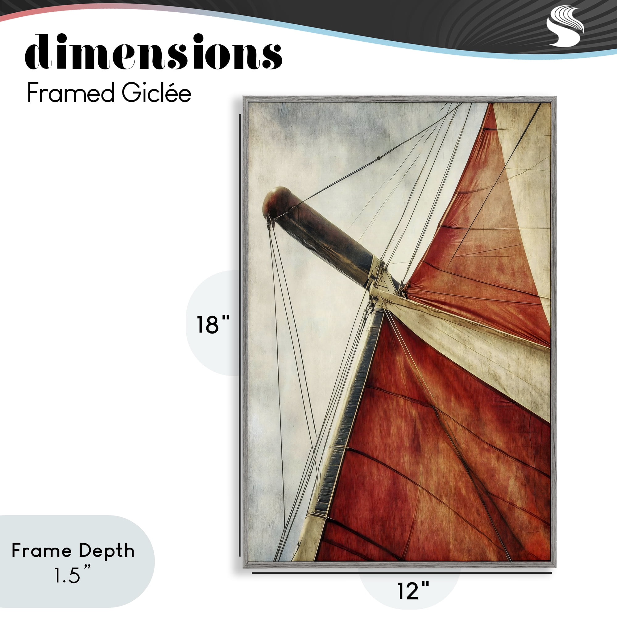 Stupell Industries Red Sail at Sea Gray Framed Giclee Art, design by Creative Studio