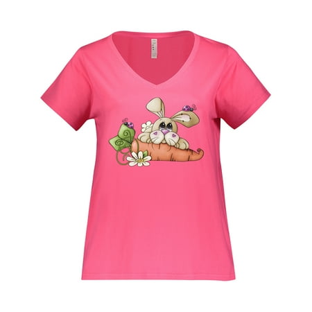 

Inktastic Ladybugs and Bunny Rabbit with Carrot Women s Plus Size V-Neck