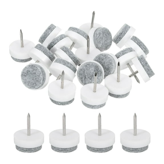 Nail-on Furniture Sliders, 24Pack Nail-on Felt Pads Round Chair Table Feet Pads Chair Leg Floor Protectors for Hardwood Floors (White, 20mm/0.79")