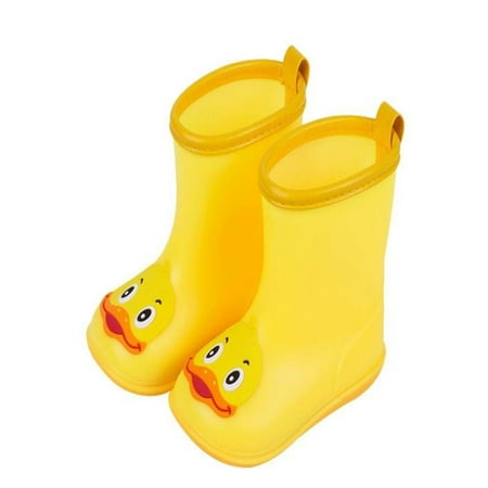 OkrayDirect Infant Kids Children Baby Cartoon Duck Rubber Waterproof Warm Boots Rain