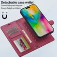 thumbnail image 5 of for iPhone 16 Pro Case, 2 in1 Multifunctional Detachable Wallet Phone Case for Men Women with RFID Blocking Card Holder Wrist Strap Shockproof Protective Case for iPhone 16 Pro (Red), 5 of 18