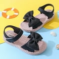 thumbnail image 4 of Xfvqtps Kids Girls Sandals Ankle Strap Hook and Loop Bow Decor Open Toe Soft Rubber Sole Non Slip Waterproof Durable Casual Beach Travel Flat Sandals for Toddler Little Kid Big Kid Black, 4 of 5