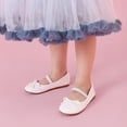 thumbnail image 4 of Dream Pairs Girls Kids Mary Jane Shoes Ballerina Flat Shoes Party Wedding Dress Shoes BELLE_01 WHITE/PU Size 4T, 4 of 5