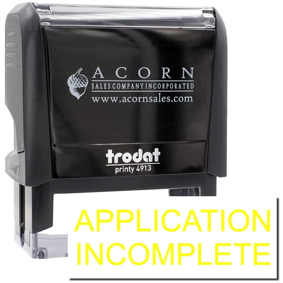 Large Self-Inking Application Incomplete Stamp, Trodat Printy 4913, Press and Print Stamping, Impression Size 7/8" x 2-1/4", Up to 10,000 Impressions - Yellow Ink