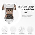 thumbnail image 6 of Easygdp Cat Holding Mugshot Sign Women'S Waist-Cinching Short-Sleeved Onesie, Olastic Onesiet,Snaps At Bottom,Easy To Put On And Take Off - Small, 6 of 9