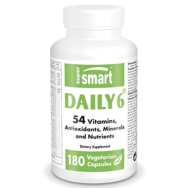 Supersmart - Daily 6 - Multivitamin for Men & Women - 55 Vitamins, Minerals & Antioxidants Supplement | Non-GMO & Gluten-Free - 90 Vegetarian Capsules