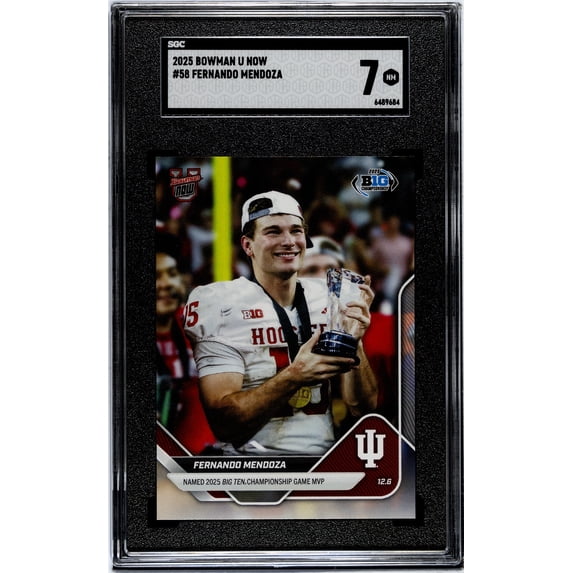 Graded 2025 Topps Bowman U Now Fernando Mendoza #58 Rookie RC Football Card SGC 7 Near Mint