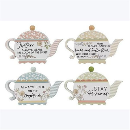 

Youngs 73459 Wood Spring Garden Teapot Tabletop Sign 4 Assortment - Wood & MDF