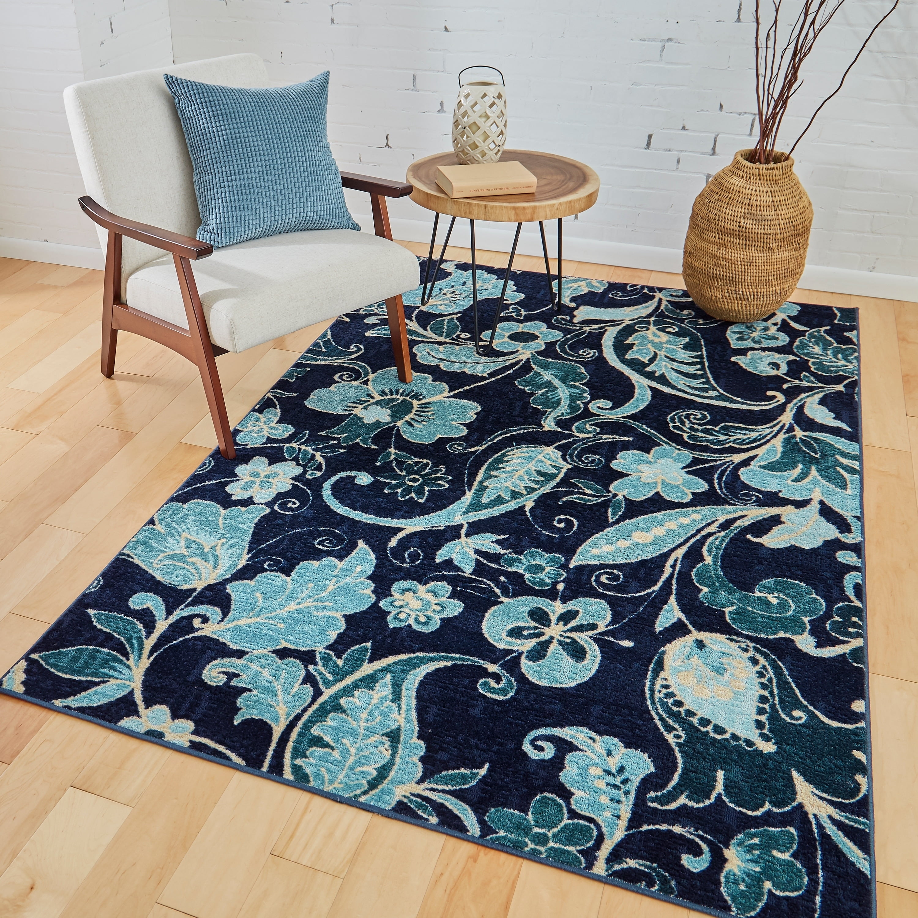 Mohawk Home Strata Tropical Acres Blue Printed Area Rug, 5'x8', Navy