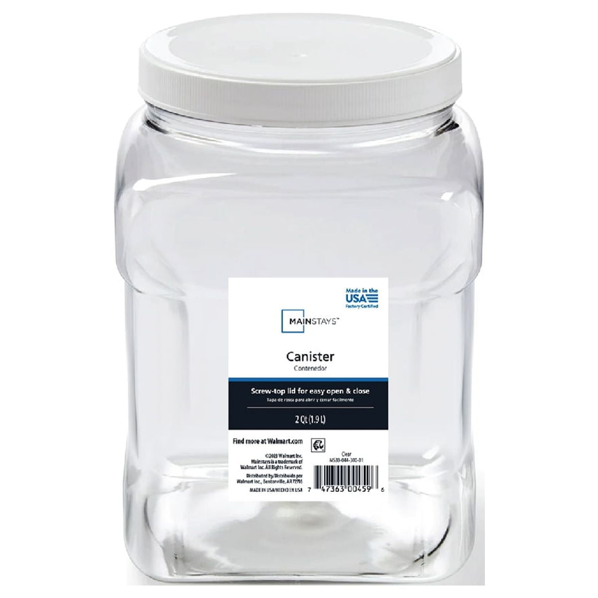 (4 pack) Mainstays 2-Quart Plastic Clear Canister with White Twist-Top Lid (1 Each) 4.85" x 4.73" x 7.30", A Practical Choice for Pantry Organization and Food Storage
