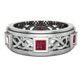thumbnail image 4 of Wedding Bands for Men 9 MM Princess Cut Ruby 14K White Gold 1.70 CTW, 4 of 5