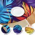 thumbnail image 4 of Colorful Leaf Pattern Round Fitted Tablecloth with Elastic Edge,Dining Table Cover Waterproof,Outdoor Round Tablecloth for Camping,Dining,Indoor and Outdoor, 4 of 7