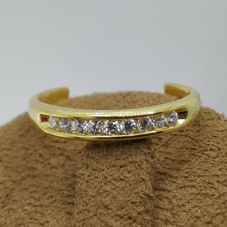 14K Yellow Gold Plated Silver Toe Ring Triple Band Toe Ring Adjustable Toe Ring Women's Toe Ring Cz Ring Mother's Day Gifts