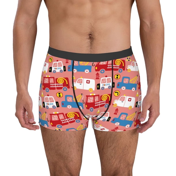 Fotbe Cartoon with Traffic Elements Calzoncillos Tipo Boxer con Bolsa de Soporte Total para Hombre, X-Temp Fresco, Transpirable y de Secado Rápido-Medium