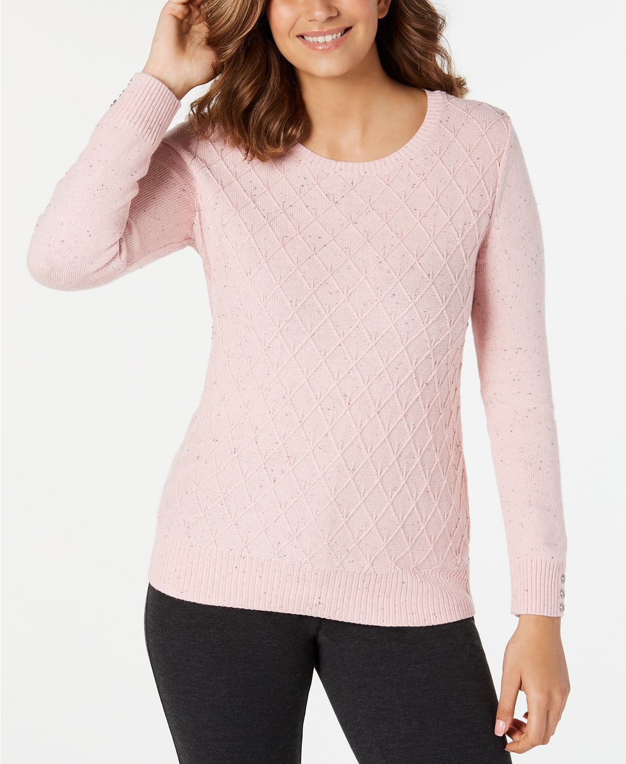 Karen Scott Women's Diamond Cable-Knit 