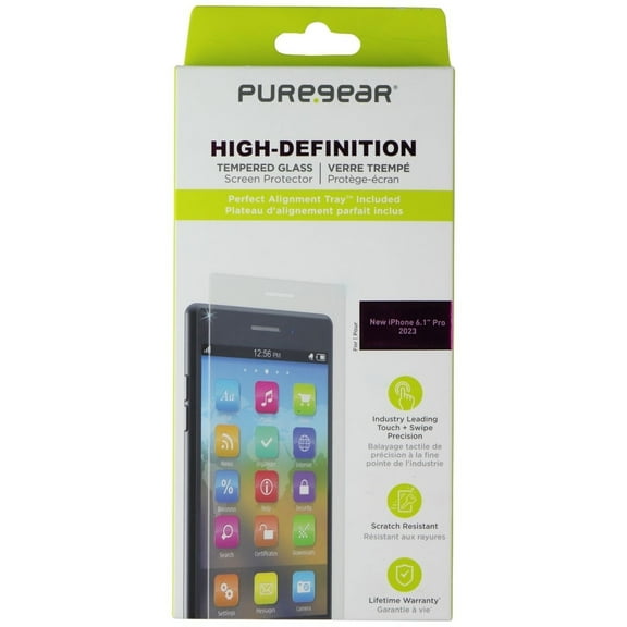 PureGear High-Definition Tempered Glass Screen Protector for iPhone 15 Pro