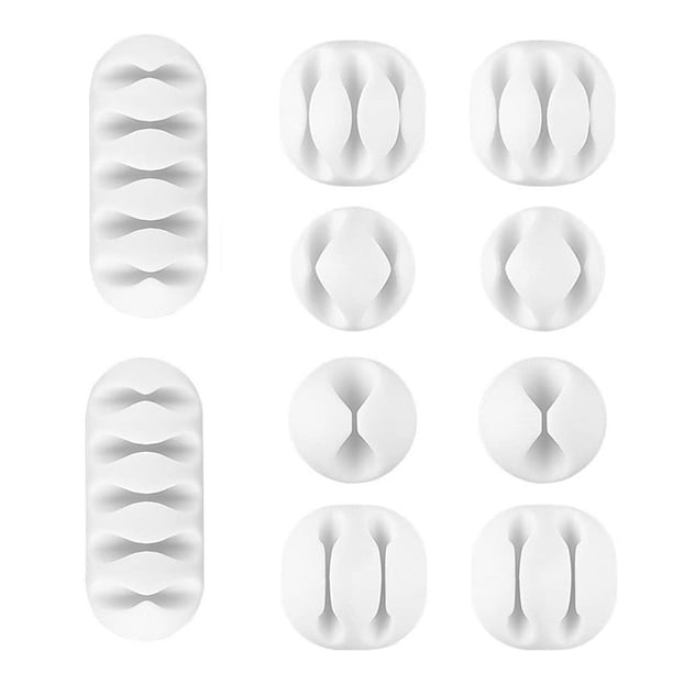 Seitruly Abrazadera para cables de escritorio, 10 Uds., Clips para sistema de gestión de escritorio, herramienta organizadora de cables autoadhesiva para Teléfono y Comunicación Blanco