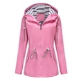 thumbnail image 5 of Hanerdun Women Rain Coats Hooded Jacket Female Zipper Pocket Rainwear Pink M, 5 of 6