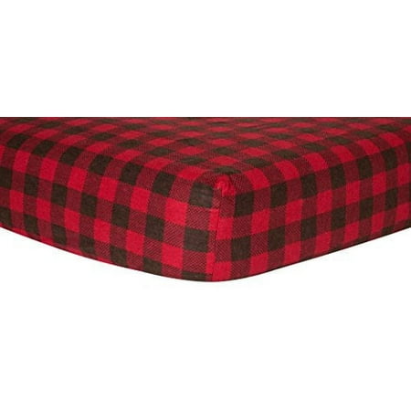 UPC: 0846216043185 | Red and Brown Buffalo Check 100% Cotton Flannel Fitted Infant Crib Sheet.