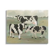 Rural Cows Grazing Trio Animals & Insects Graphic Art Gallery Wrapped Canvas Print Wall Art