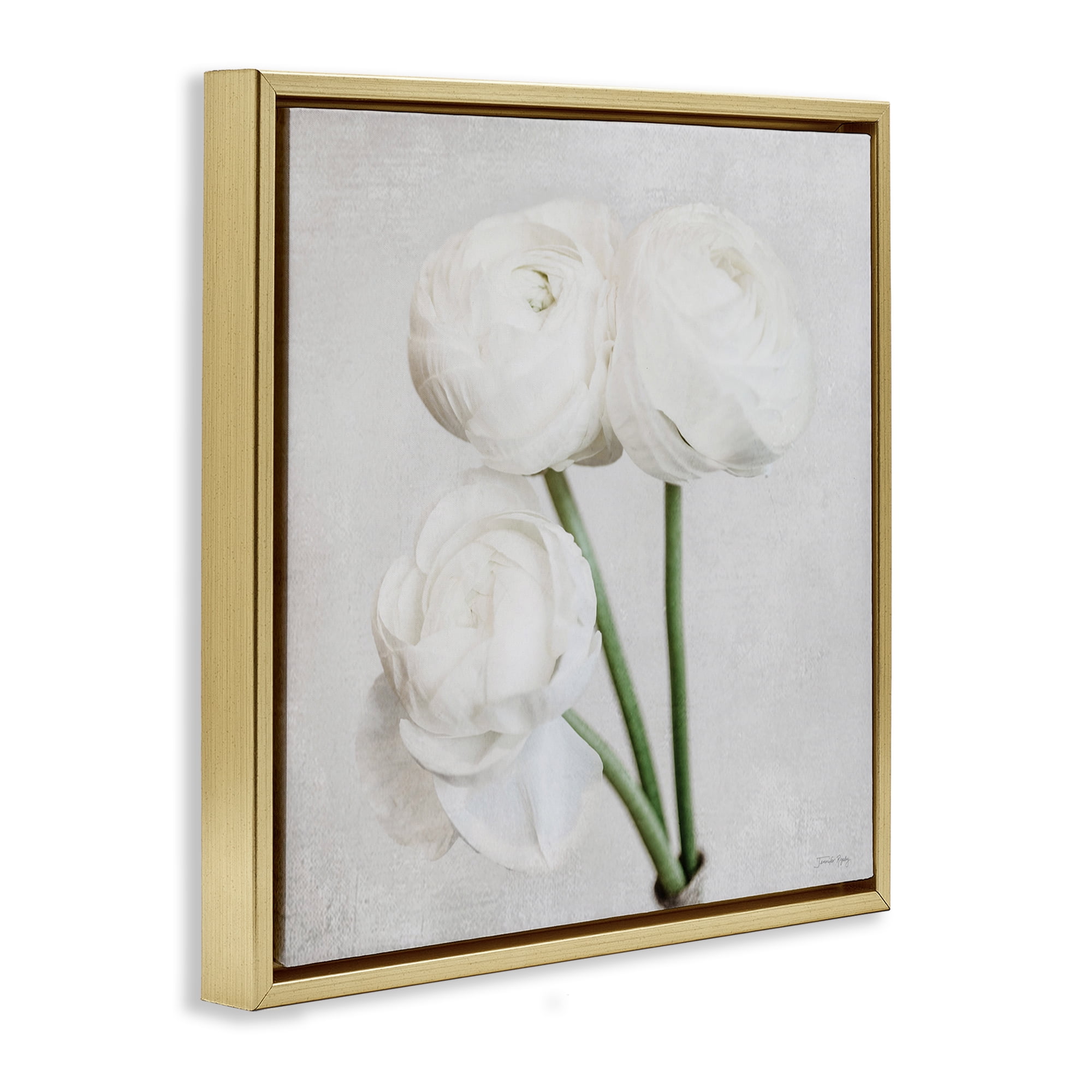 Stupell Industries Charming Peony Trio Botanical & Floral Painting Gold Floater Framed Art Print Wall Art, 25 x 25