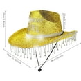thumbnail image 3 of HNMKIU Super Shiny Western Cowboy Style Hat For Dazzling Birthday Party And Occasions Gold,One Size, 3 of 6