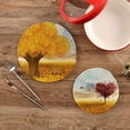 thumbnail image 2 of SKYSONIC Autumn Tree Coins Bird Pot Holders Trivets, 2 Pcs Heat Resistant Trivets,Fall Red Yellow Cotton Thread Weave Mats for Hot Pads Pans Pot Bowl Teapot for Kitchen Decor, 2 of 7