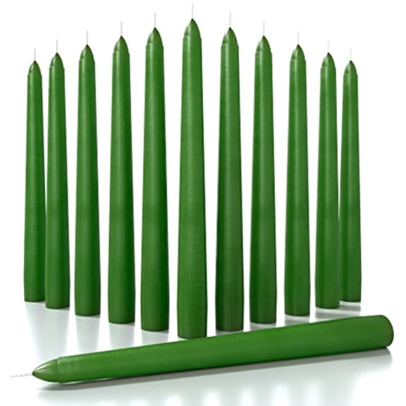 CANDWAX 8 inch Taper Candles Set of 12 - Dinner Candles Dripless - Tall Candles Long Burning Perfect for Dinner, Party or Wedding Candles Decor - Green Candles