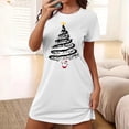 thumbnail image 4 of Chemises de Nuit Grande Taille pour Femmes de Noël à Manches Courtes, Robe Chemise à Col Rond pour les Fêtes, Blanche, 5TG, 4 of 5