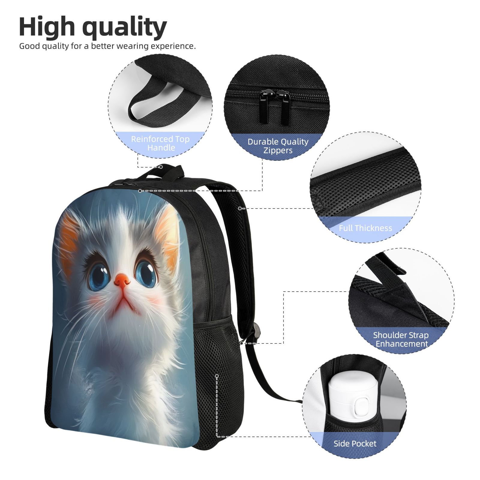 Cat Backpack Double Shoulder Backpack Durable, Spacious, Ergonomic Design for Travel, Work & Outdoor Use