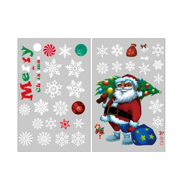 Heiheiup DIY Portable Window Decal Christmas Theme Santa Snowflake