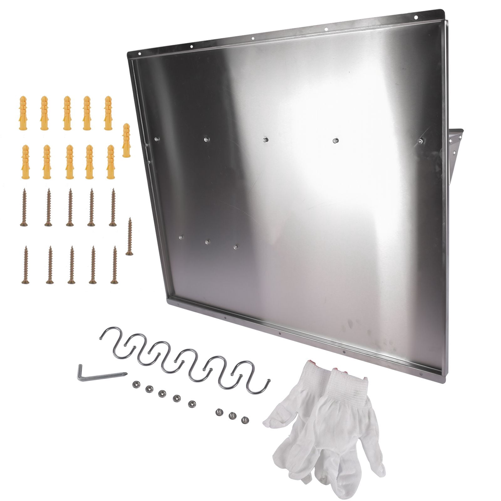 36 x 30.7 Inch Stainless Steel Range Backsplash with Shelf Hanging Rack Wall Shield with Knife Holder 6 Hooks for Kitchen