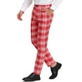 thumbnail image 5 of INSPIRE CHIC Men's Business Plaid Lightweight Regular Fit Flat Front Checked Pants 30 Red, 5 of 7