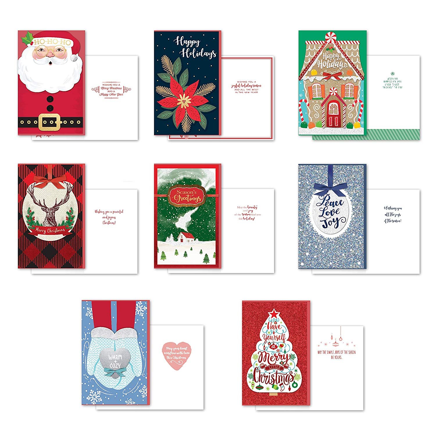 BTHERE Bundle of 8 Large Handmade Christmas Greeting Cards, Foil and