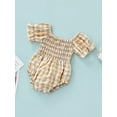 thumbnail image 2 of Baby Short Sleeve Romper with Plaid Pattern, Sweet Style Color Matching Summer Clothing 1 Months-18 Months, 2 of 7