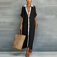 thumbnail image 6 of Guieoi Womens Dresses Plus Size Summer Short-Sleeve V-Neck Button Up Dresses Sundresses for Women Black XL, 6 of 6